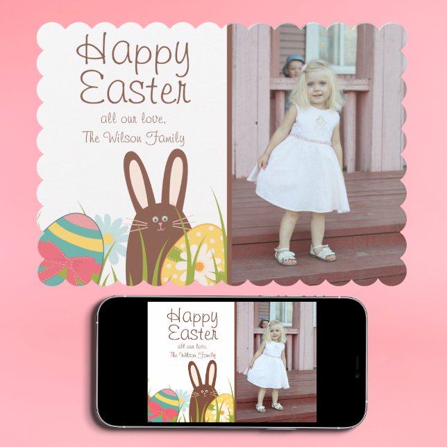 Cartes Pour Fêtes Annuelles Joli lapin et Oeufs de Pâques Photo Pâques (Créateur téléchargé)