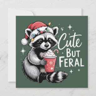 Cartes Pour Fêtes Annuelles Joli mais sauvage Noël Raton Laveur Drôle Animal