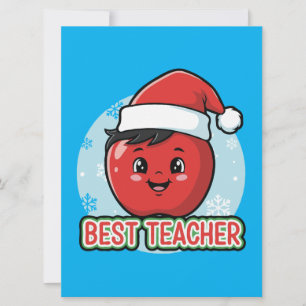 Cartes Pour Fêtes Annuelles Joli Meilleur Professeur Noël Pomme Vacances