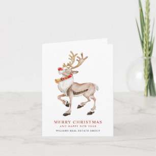 Cartes Pour Fêtes Annuelles Joli Noël Cartoon Reindeer Salutation d'entreprise