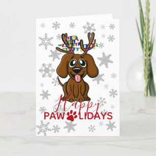 Cartes Pour Fêtes Annuelles Joli Noël Chien Chien Reindeer avec Lumières Arbre