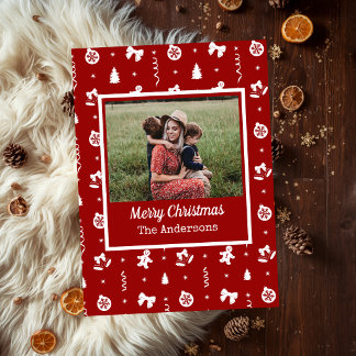 Cartes Pour Fêtes Annuelles Joli Noël Classique Rouge et Blanc
