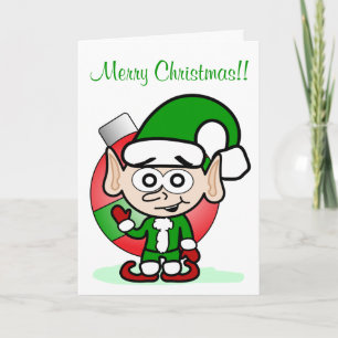 Cartes Pour Fêtes Annuelles Joli Noël Elf Vacances Whimsical Cartoon