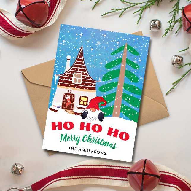 Cartes Pour Fêtes Annuelles Joli Noël Gnome Ho Ho Ho Ho (Créateur téléchargé)