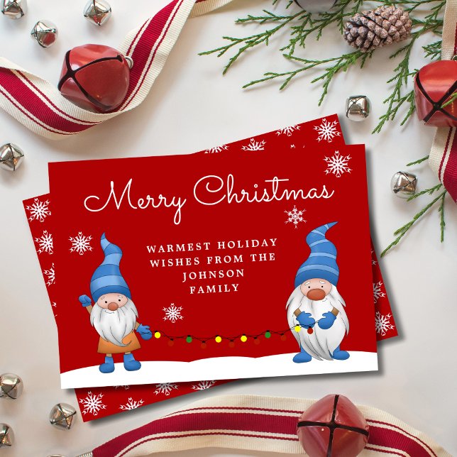 Cartes Pour Fêtes Annuelles Joli Noël Gnomes Rouge (Créateur téléchargé)