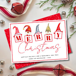 Cartes Pour Fêtes Annuelles Joli Noël Gnomes Signes Red Holiday Card