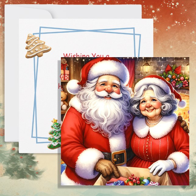 Cartes Pour Fêtes Annuelles Joli Noël personnalisé, M. et Mme Santa Claus (Créateur téléchargé)