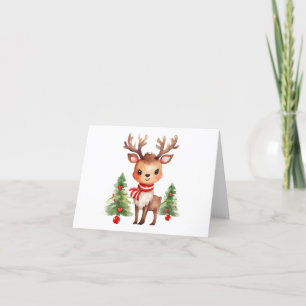 Cartes Pour Fêtes Annuelles Joli Noël Reindeer Xmas Arbres BLANC