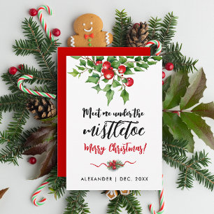 Cartes Pour Fêtes Annuelles Joli Noël Rouge Et Vert Gui Aquarelle