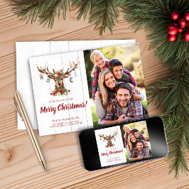 Cartes Pour Fêtes Annuelles Joli Noël Rustique Cerfs Ornements de Noël Photo d