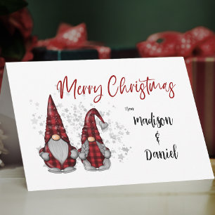Cartes Pour Fêtes Annuelles Joli Noël Rustique Gnome Rouge Plaid Stars
