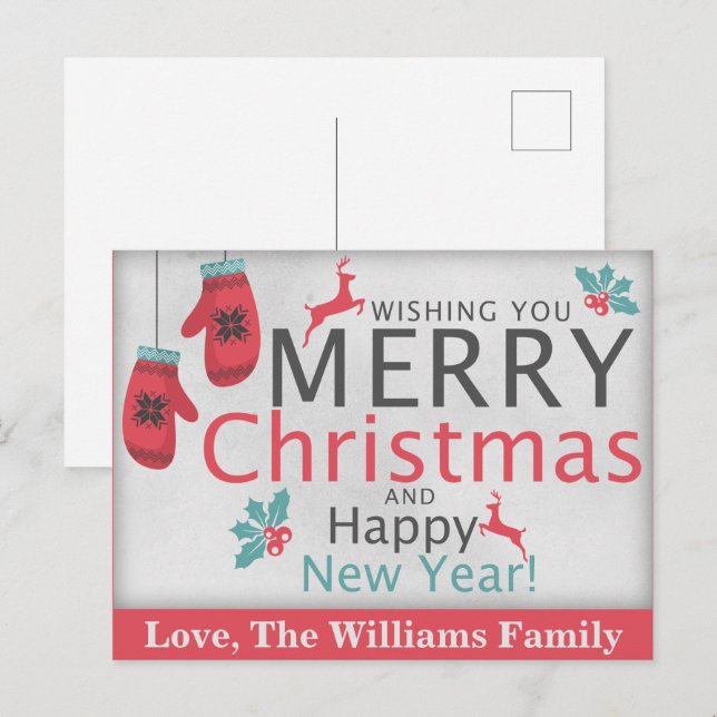 Cartes Pour Fêtes Annuelles Joli Noël Rustique Joyeux Joyeux Nouvel An (Devant / Derrière)