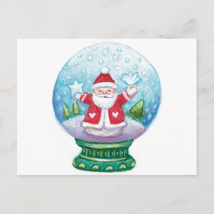 Cartes Pour Fêtes Annuelles Joli Noël Snowglobe Père Noël, Étoile, Oiseau