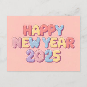 Cartes Pour Fêtes Annuelles Joli Nouvel An 2025 pour le mignon Pastel