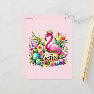 Cartes Pour Fêtes Annuelles Joli Pâques rose flamingo ajouter un message