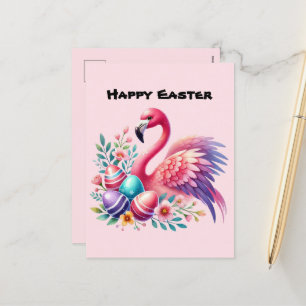 Cartes Pour Fêtes Annuelles Joli Pâques rose flamingo ajouter un message