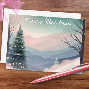 Cartes Pour Fêtes Annuelles Joli paysage de neige d'hiver Joyeux Noël