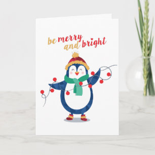 Cartes Pour Fêtes Annuelles Joli Penguin Soyez Joyeux et lumineux Noël