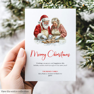 Cartes Pour Fêtes Annuelles Joli Père Noël Enfants Stylé Rouge Vert Salutation
