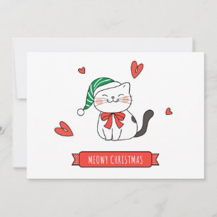 Cartes Pour Fêtes Annuelles Joli Père Noël Kitty Chat Meowy Noël