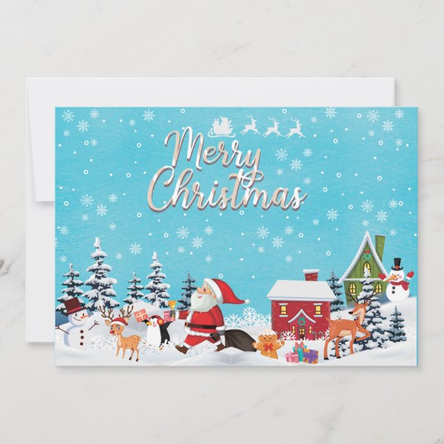 Cartes Pour Fêtes Annuelles Joli Père Noël Noël Salutation Famille Enfants Ho (Devant)