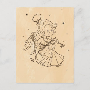 Cartes Pour Fêtes Annuelles Joli petit ange de Noël jouant du violon