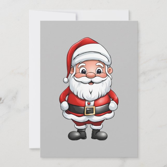 Cartes Pour Fêtes Annuelles Joli petit Père Noël de dessin animé (Devant)