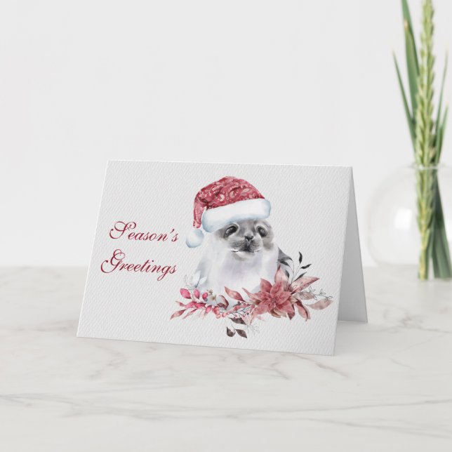 Cartes Pour Fêtes Annuelles Joli phoque de Noël pour bébé (Devant)