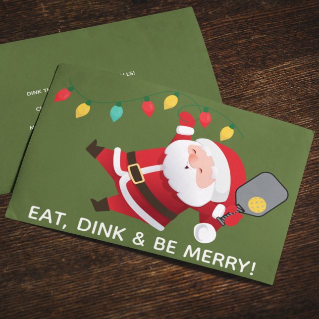 Cartes Pour Fêtes Annuelles Joli Pickleball Père Noël Noël vert (Créateur téléchargé)