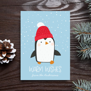 Cartes Pour Fêtes Annuelles Joli Pingouin Vœux Chaleureux Non-Photo