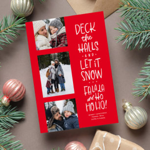 Cartes Pour Fêtes Annuelles Joli plaisir trois photo rouge blanc Noël