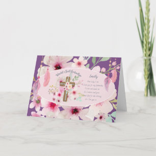 Cartes Pour Fêtes Annuelles Joli poème personnalisé GODMOTHER rose Floral