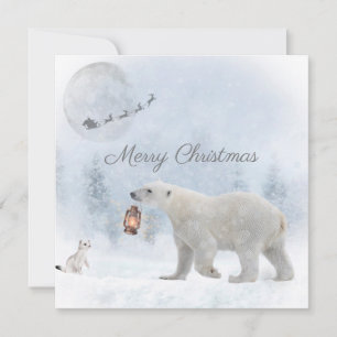 Cartes Pour Fêtes Annuelles Joli poil d'ours polaire Père Noël Noël hiver