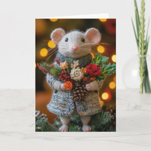 Cartes Pour Fêtes Annuelles Joli rat de Noël Crocheté