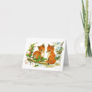 Cartes Pour Fêtes Annuelles Joli renard de Noël Vintage