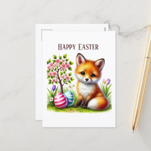 Cartes Pour Fêtes Annuelles Joli renard de Pâques ajouter un message