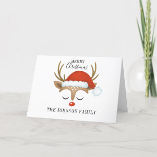 Cartes Pour Fêtes Annuelles Joli Renne Face Joyeux Noël