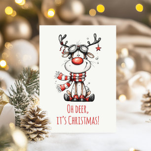 Cartes Pour Fêtes Annuelles Joli Renne – “Oh Biche, c'est Noël"