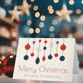Cartes Pour Fêtes Annuelles Joli Retro Joyeux Noël Rouge Bleu Ornements