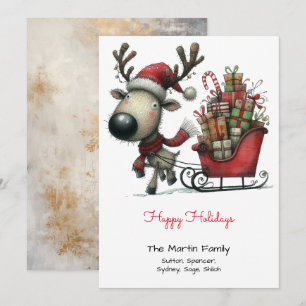 Cartes Pour Fêtes Annuelles Joli Rindeer tire un soupir de cadeaux