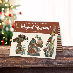 Cartes Pour Fêtes Annuelles Joli rouge et or Merry Maghroom Noël