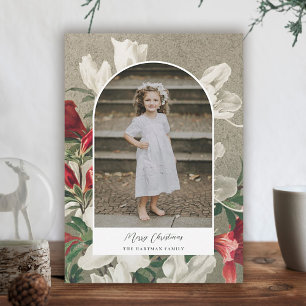 Cartes Pour Fêtes Annuelles Joli Rustic Winter Florals Photo Arc Noël