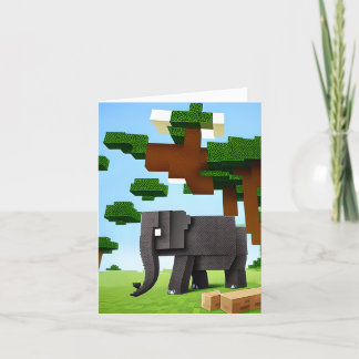 Cartes Pour Fêtes Annuelles Joli Safari Elephant Pixel Art