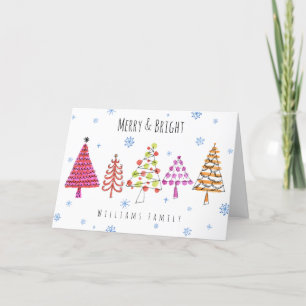 Cartes Pour Fêtes Annuelles Joli sapin de Noël Motif Joyeux brillant