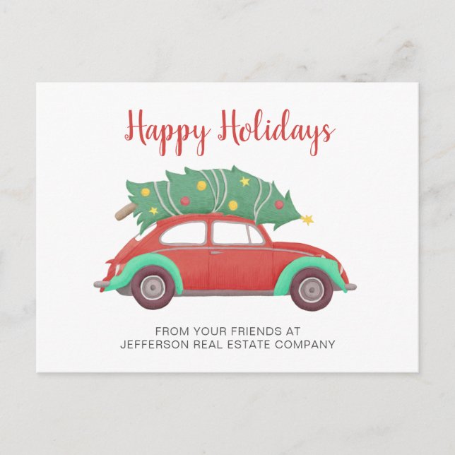 Cartes Pour Fêtes Annuelles Joli sapin de Noël Voiture Entreprise (Devant)