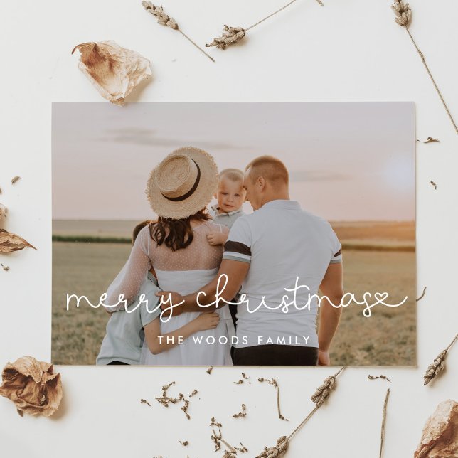 Cartes Pour Fêtes Annuelles Joli script Joyeux Noël Photo (Créateur téléchargé)