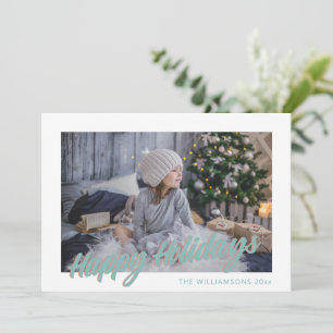 Cartes Pour Fêtes Annuelles Joli Script Retro Pastel Joyeux Vacances Photo
