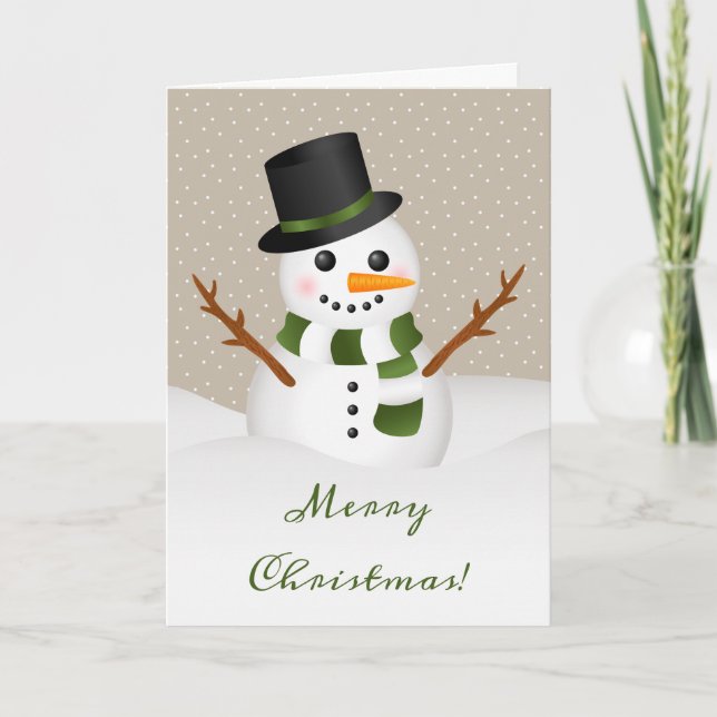 Cartes Pour Fêtes Annuelles Joli Snowman Illustration de Noël personnalisable (Devant)