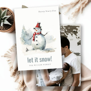 Cartes Pour Fêtes Annuelles Joli Snowman Laisser neiger Noël 1 Photo