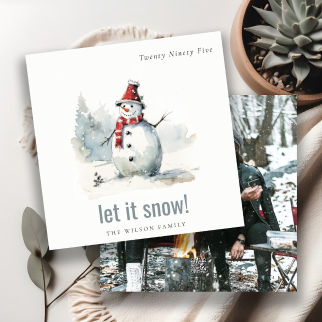 Cartes Pour Fêtes Annuelles Joli Snowman Laisser neiger Noël 1 Photo (Créateur téléchargé)